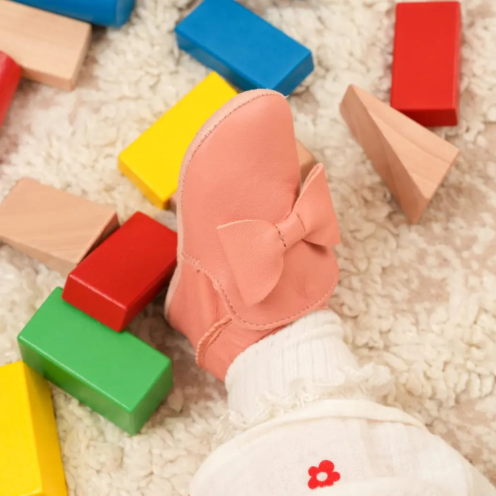 Cuteshez Leather Baby Slippers – Pink Butterfly