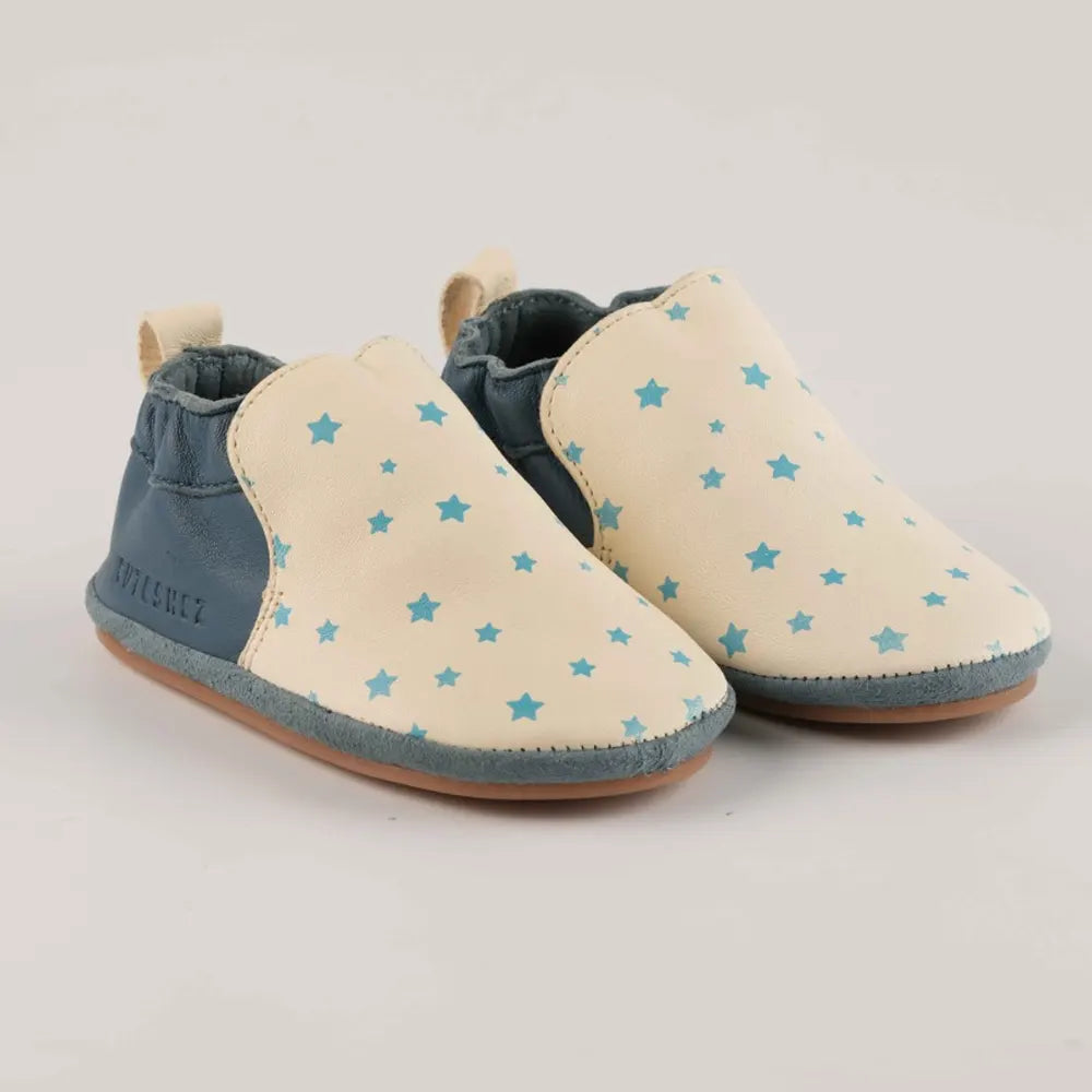كيوتشيز خف أطفال جلدي – نجوم زرقاء