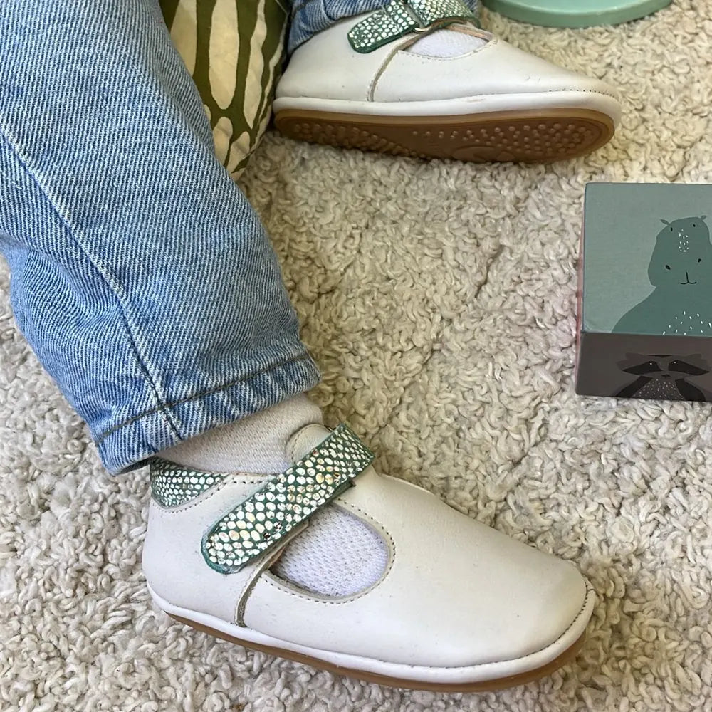 Cuteshez Merceditas Piel - Blanco y Verde