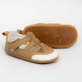 Cuteshez Soft Leather First Walker Sandals - Beige
