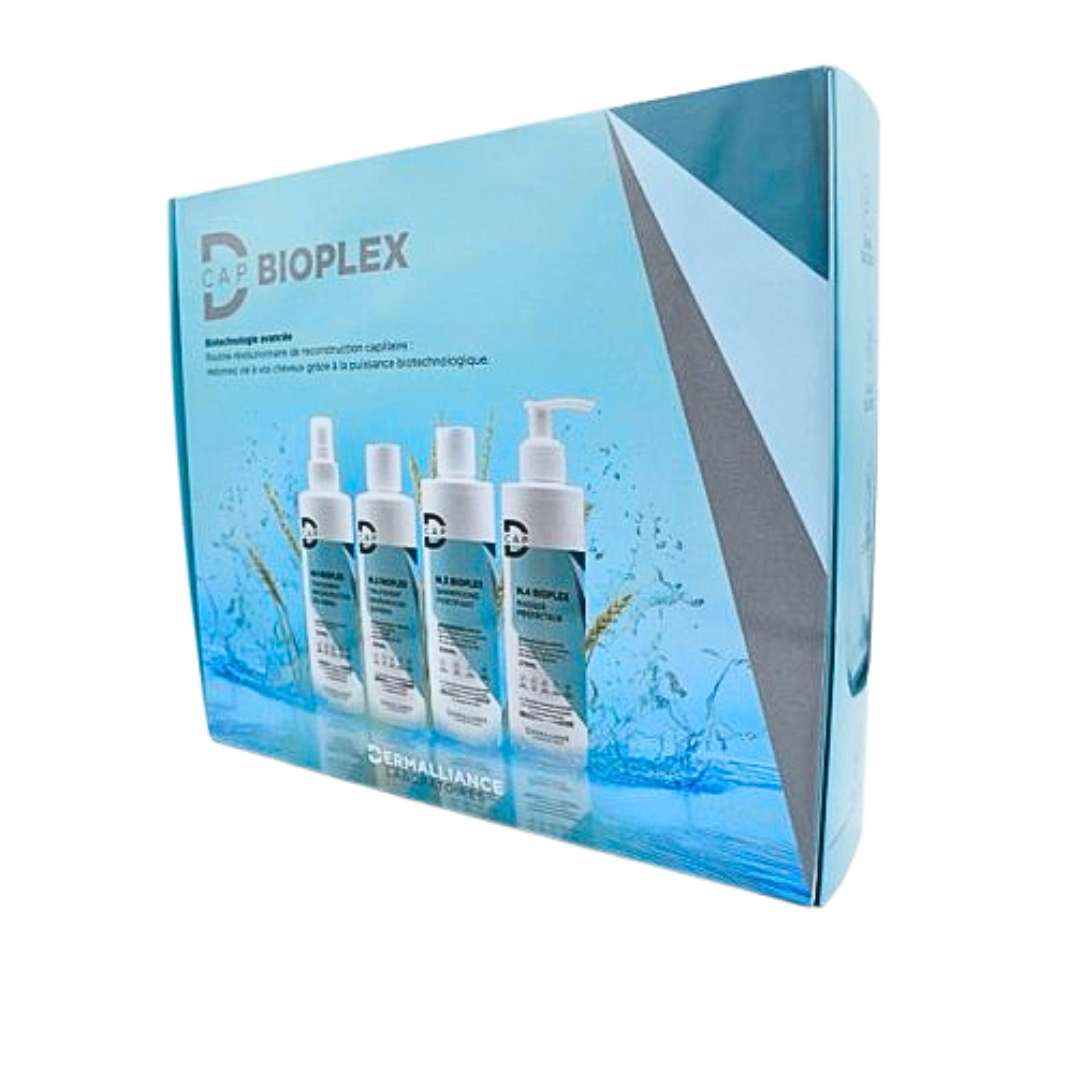Coffret D-CAP Bioplex : traitement fibre, traitement suprême, shampoing fortifiant et masque