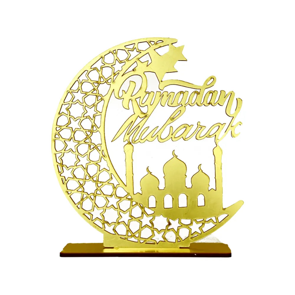 Ramadan Mubarak Golden Moon Decoration – 20 x 20 cm