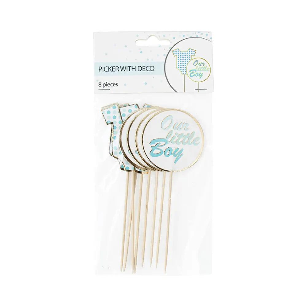 Baby Blue Cake Decorations – 8 Pieces