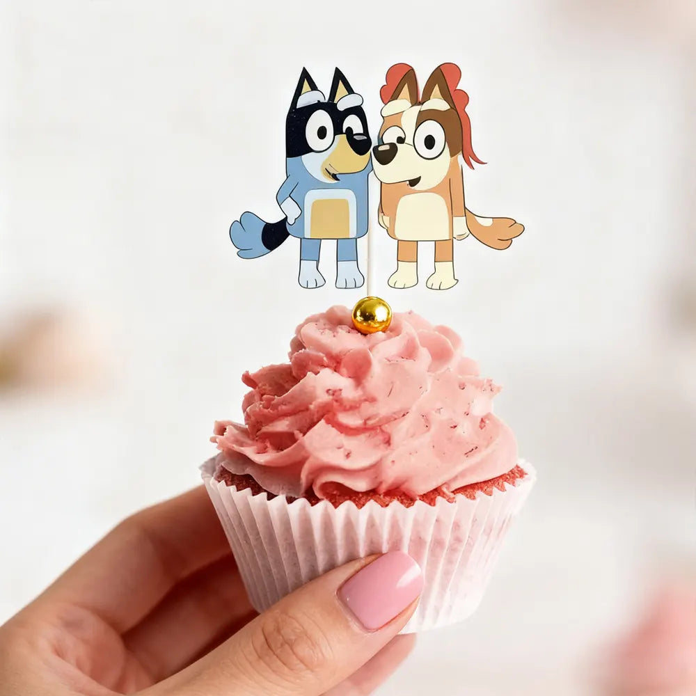 Décorations pour Gâteau Rose Bluey – 24 Pièces