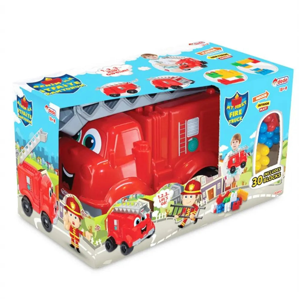 Dede Camion de Pompiers avec 30 Blocs de Construction - 3A+
