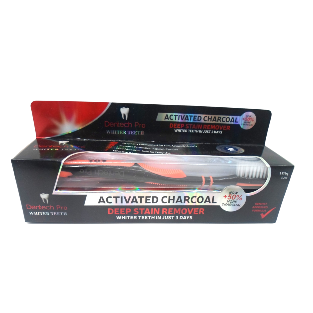 Dentech Pro Charbon Actif – brosse à dents et dentifrice 150 g