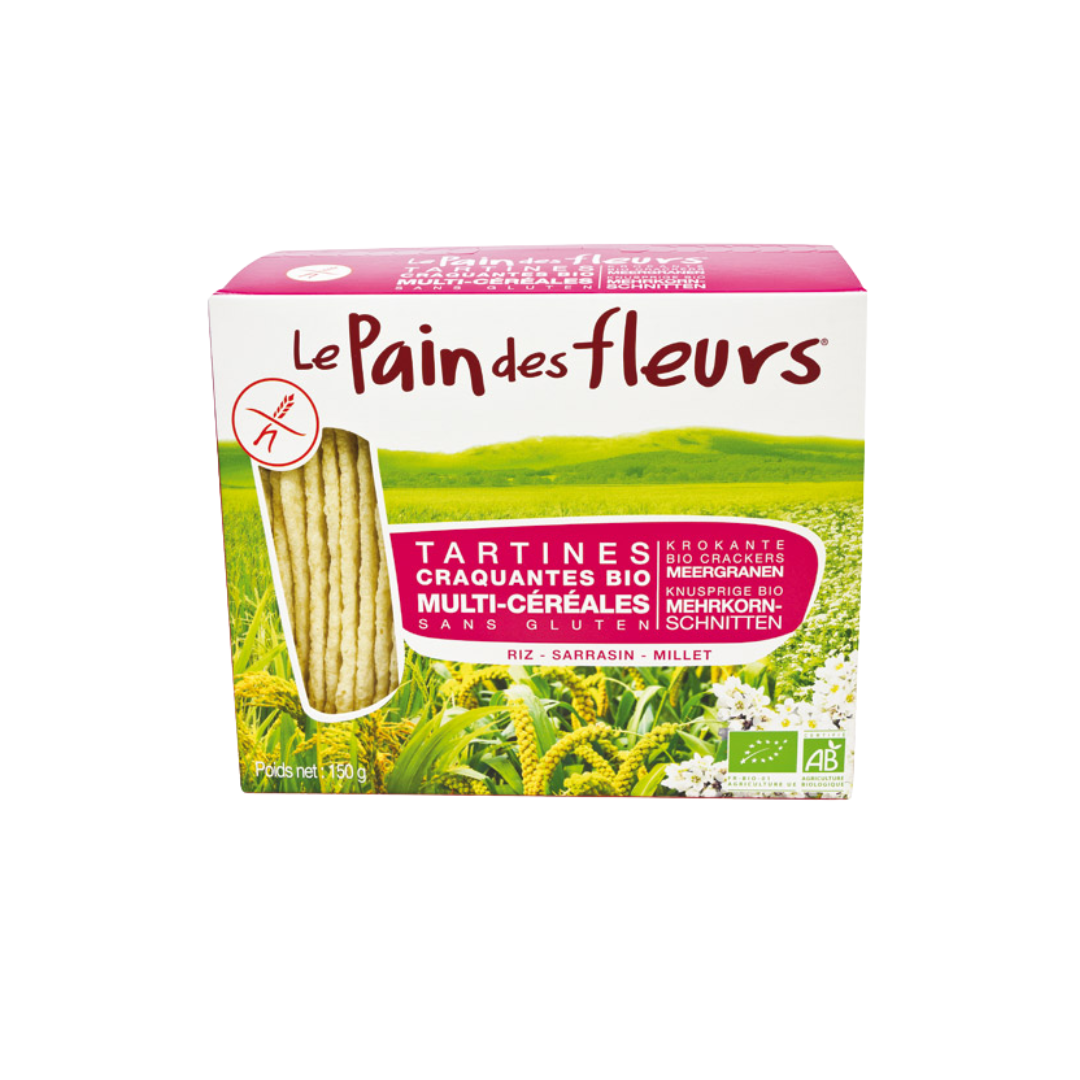 Le Pain des Fleurs tartines craquantes multi-céréales sans gluten 150 g – paquet