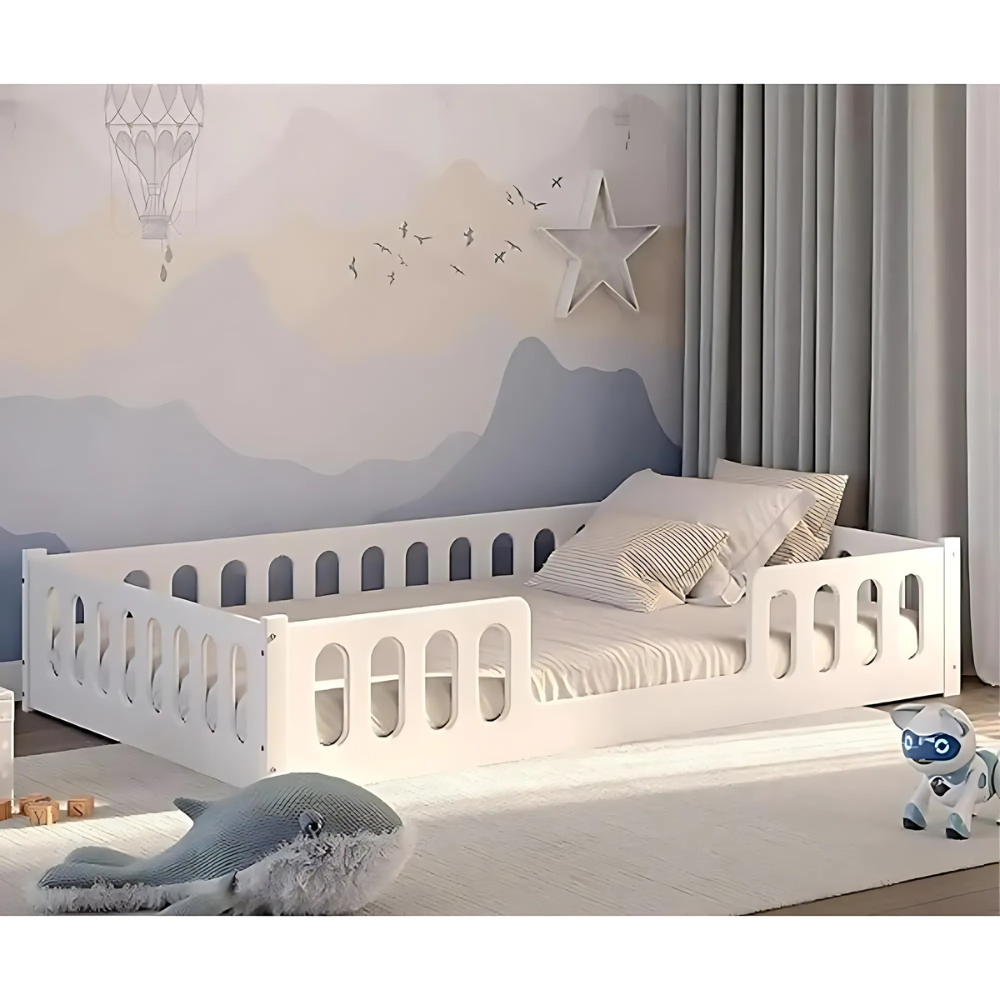 Bambidou Drap Housse Pour Lit Montessori 120x190 cm - Blanc