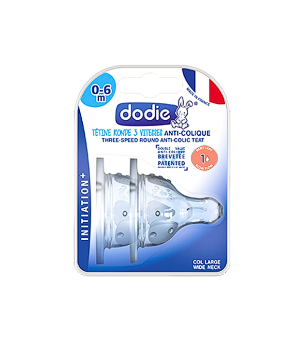 Tétine Dodie Initiation+ anti-colique débit 1, 0-6 mois