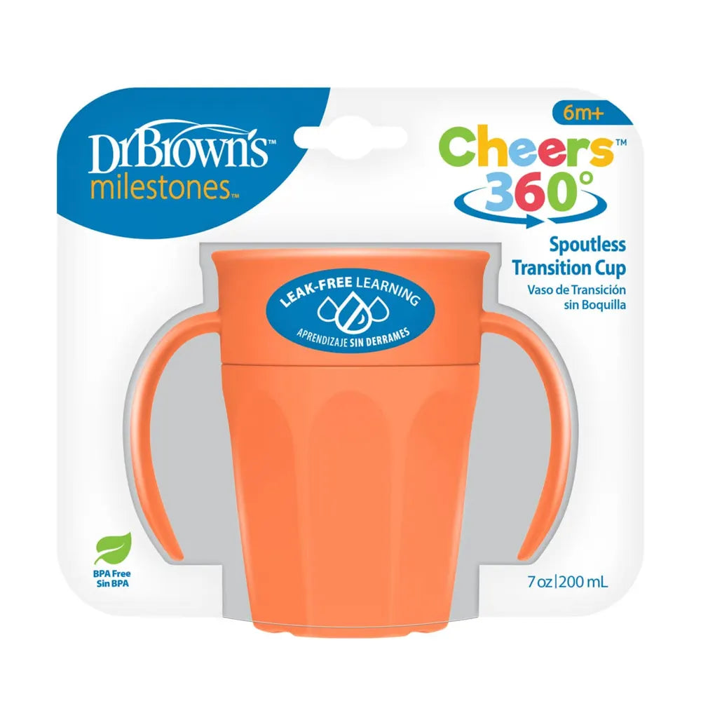 Dr. Brown's Cheers 360° Cup with Handles 200 ml – Orange