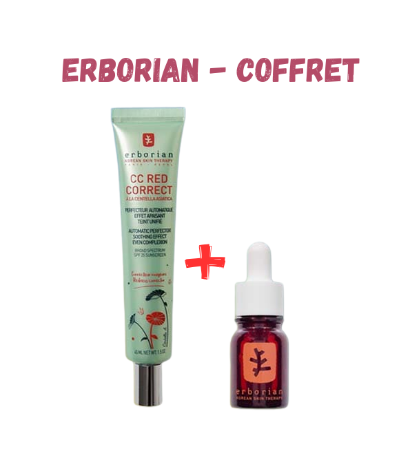 Correct Red Erborian Coffret CC Red Correct 45ml & Skin Therapy Serum 10ml ...