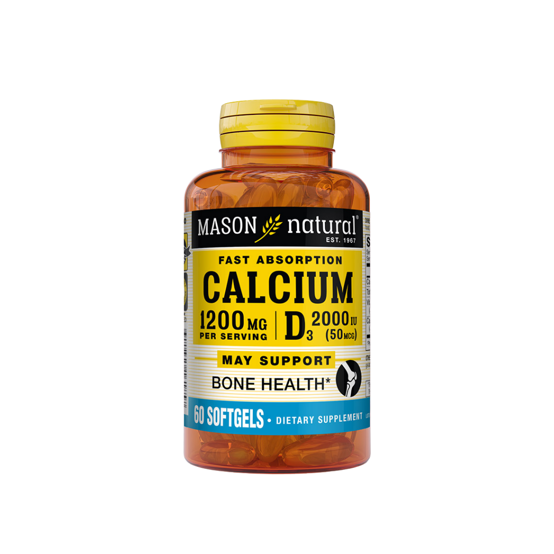 Mason Natural Calcio + Vitamina D3 60 Cápsulas Blandas 1618-60