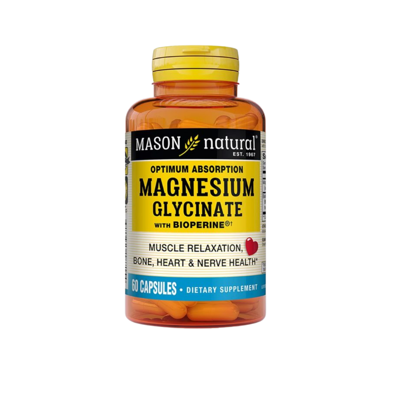 Mason Natural Magnesium Glycinate With Bioperine 60 Capsules