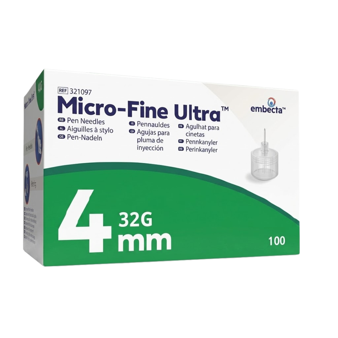 Embecta Micro-Fine Plus aiguilles pour stylo à insuline 32G 4 mm – boîte de 100