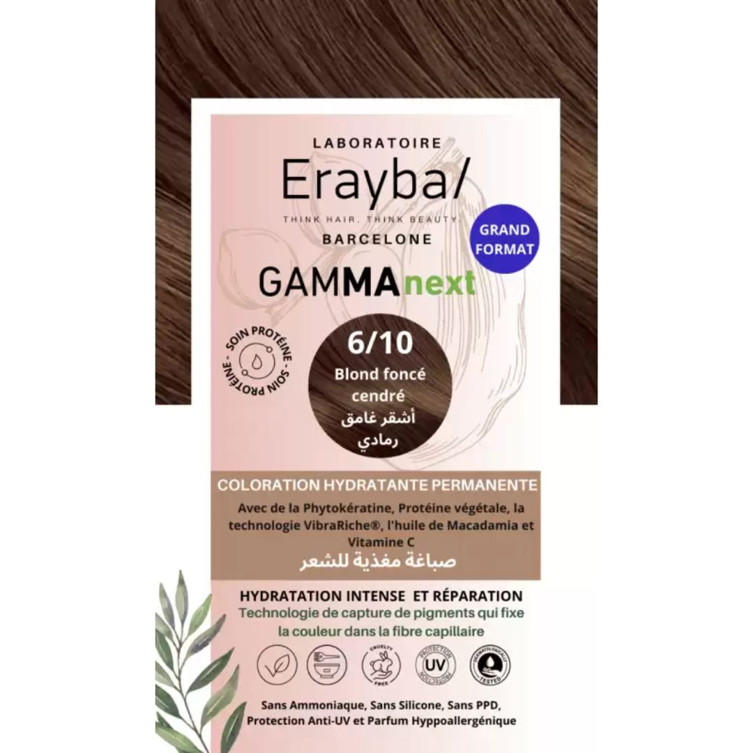 Erayba Gamma next Hair Color 6/10 Dark Ash Blonde Permanent Moisturizing Hair Color