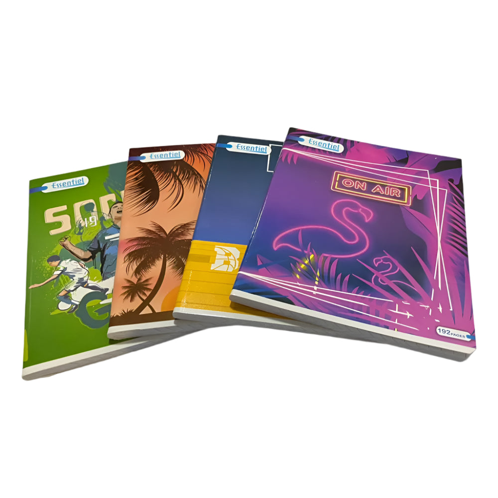 Essentiel French-Ruled Staple-Bound Notebook, 60g, 17x22 cm - 192 Pages (Random Cover)