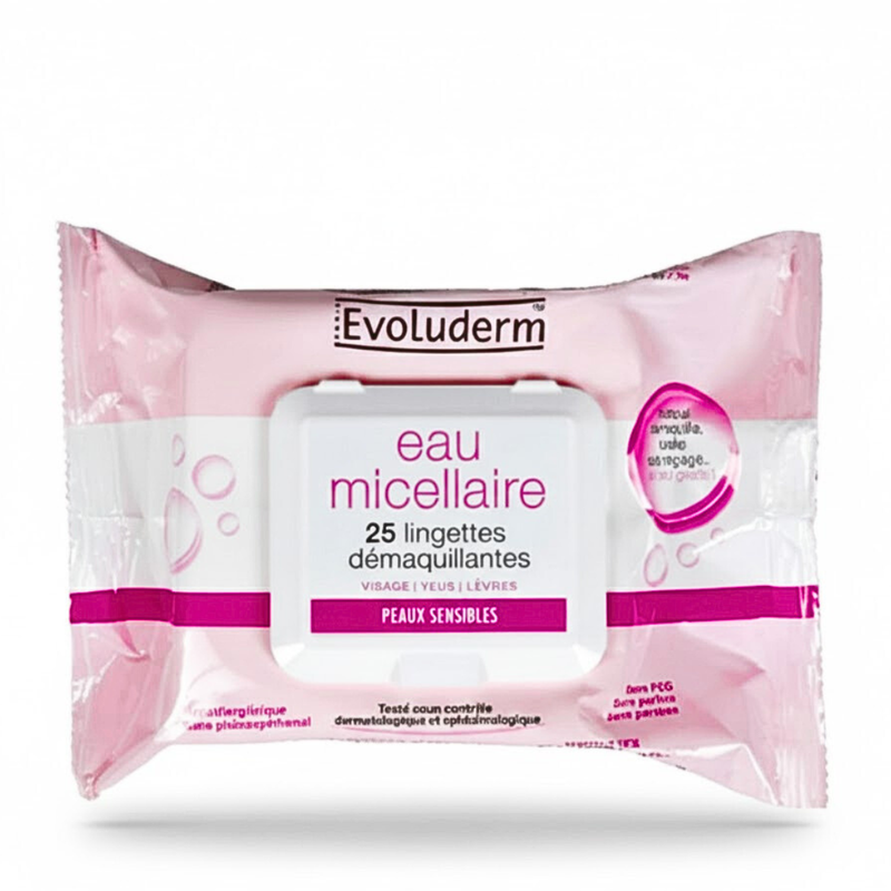 Evoluderm مناديل ميسيلار لإزالة المكياج 25 قطعة