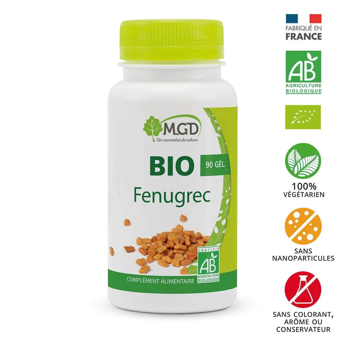 MGD Nature Fenugrec Bio 90 gélules – flacon du complément alimentaire