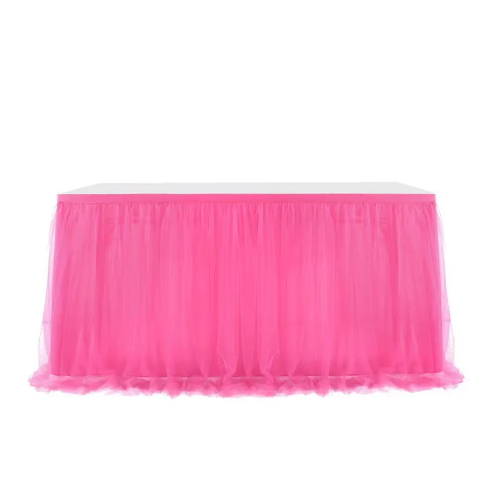 Jupe de table en tulle 426 x 74 cm - Rose