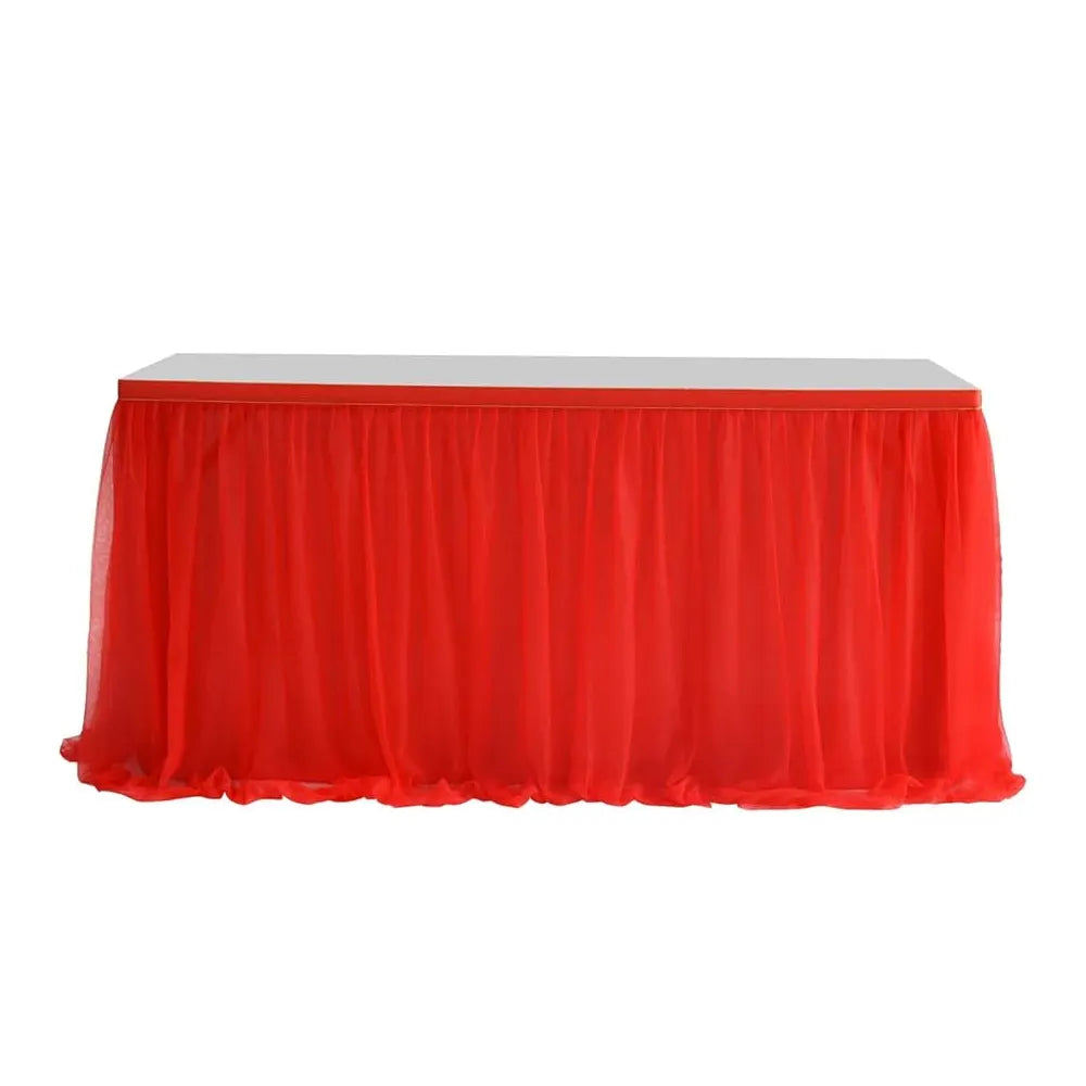 Jupe de table en tulle 426 x 74 cm - Rouge