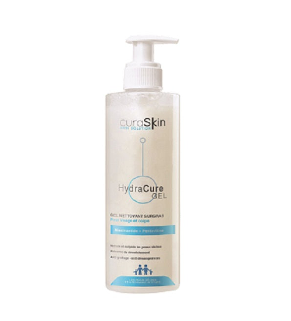 CuraSkin HydraCure gel nettoyant surgras 200 ml – flacon vu de face