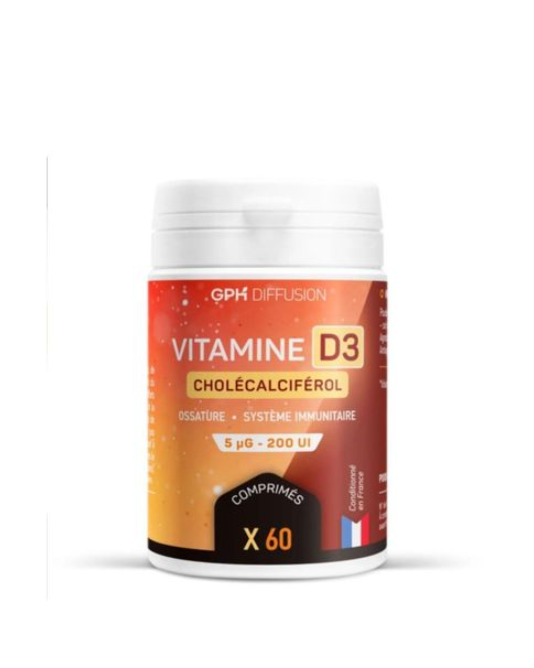 Boîte de vitamine D3 GPH Diffusion, 60 capsules