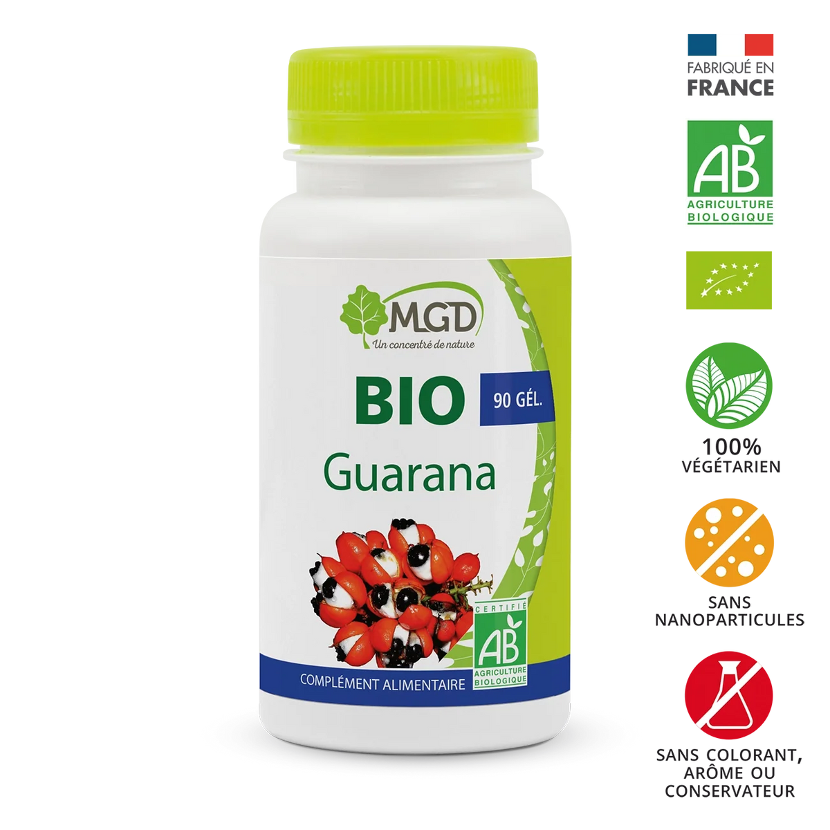 MGD Nature Guarana Bio 90 gélules – flacon du complément alimentaire