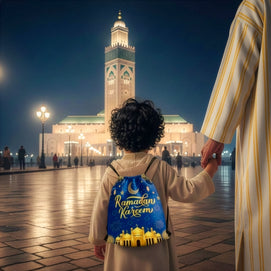 Sac à cordon Imprimé Ramadan Karim - Bleu