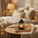 Lantern with Artificial Ramadan Candle - Black