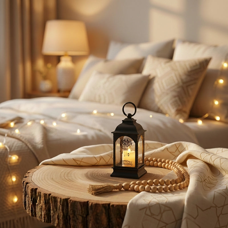 Lanterne avec Bougie Artificielle Ramadan - Noir