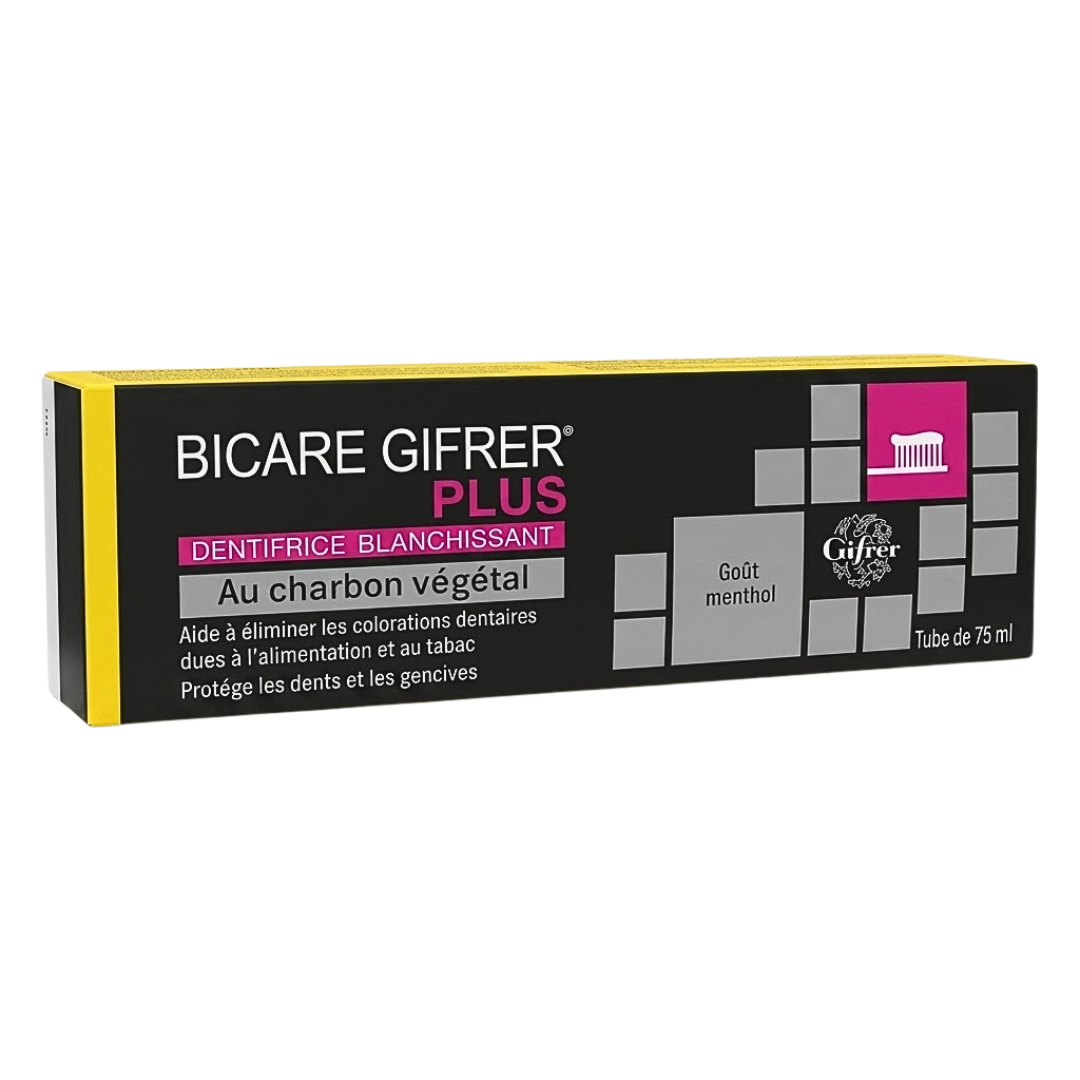 Gifrer Bicare Plus dentifrice charbon végétal 75 ml – tube et étui