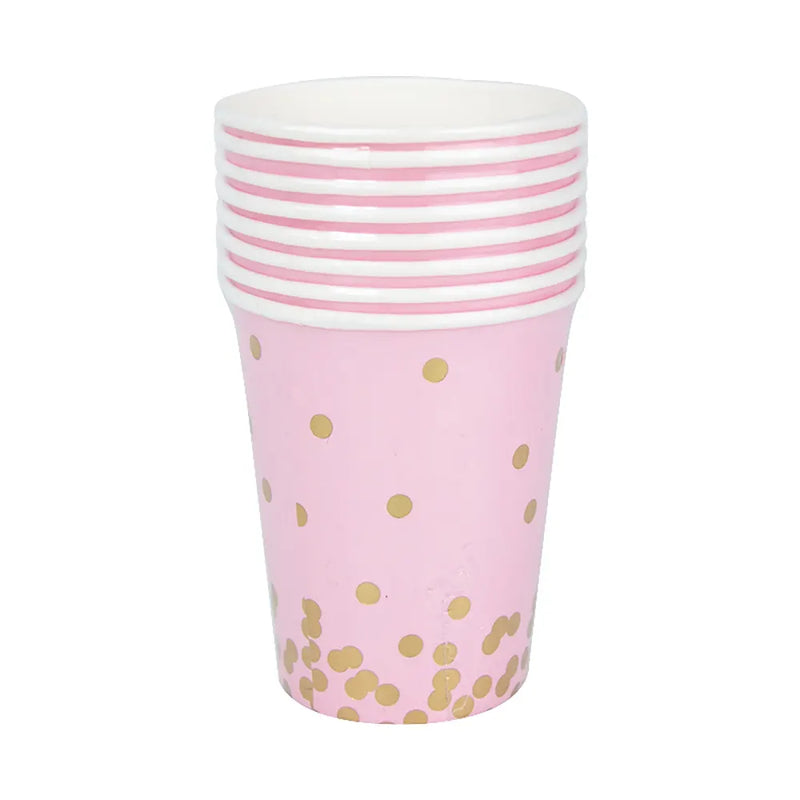 Gobelets en Papier Rose à Pois – 8 Pièces