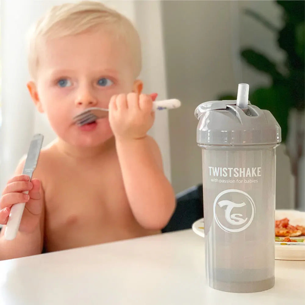 Gourde à Paille Twistshake 360ml - Pearl Gris