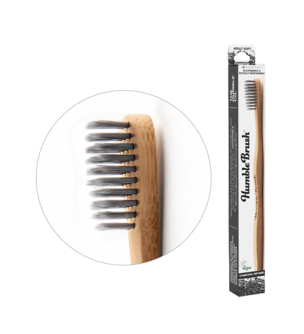 HUMBLE CHARCOAL TOOTHBRUSH FOR ADULT BLACK SOFT BAMBOO