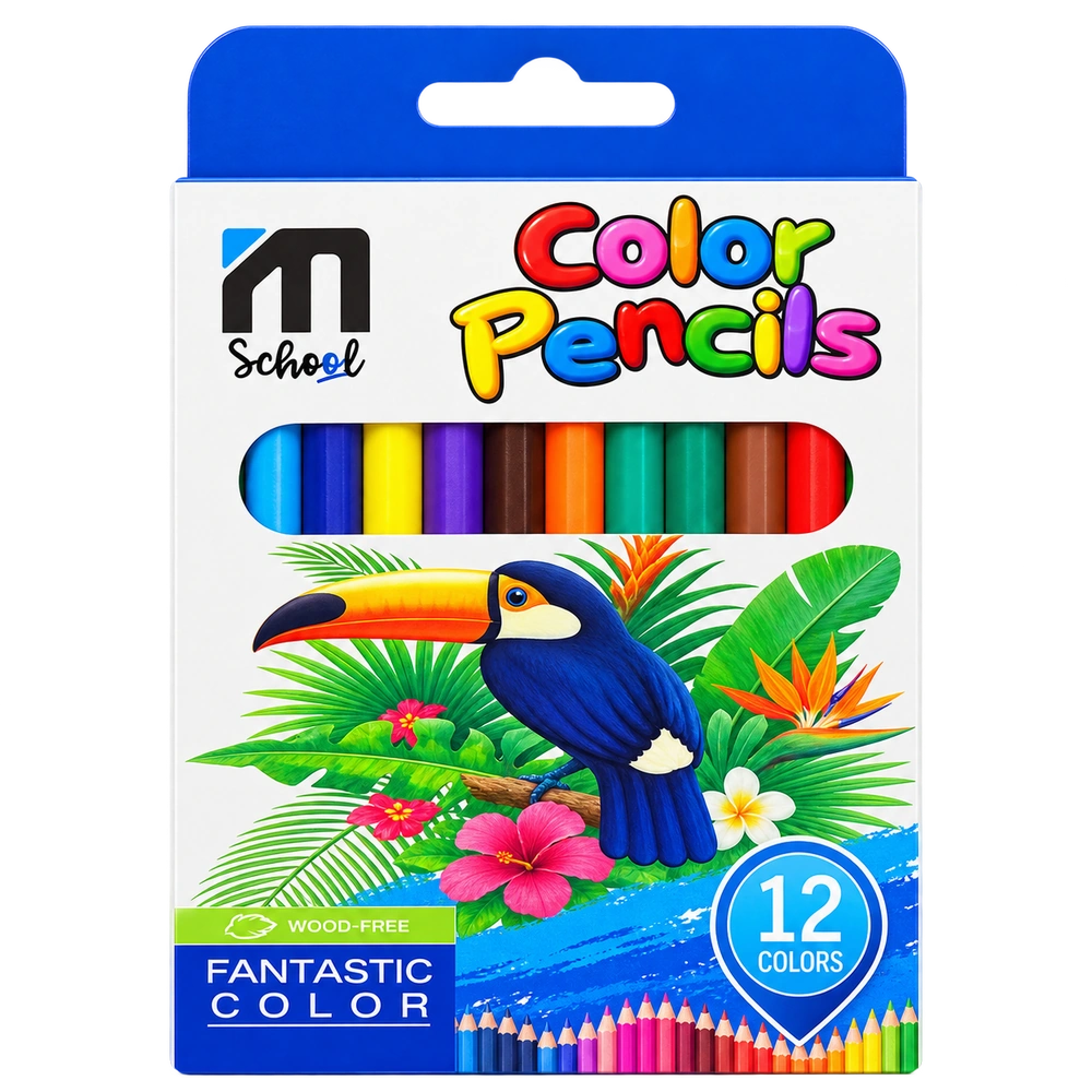 M.School Boîte de 12 Crayons de Couleur