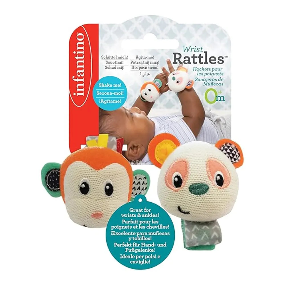 Infantino Hochet Bracelet Singe et Panda - 0M+