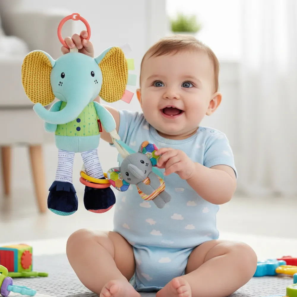 Infantino Jouet Sensoriel et Hochet d’Éveil Eléphant - 0M+