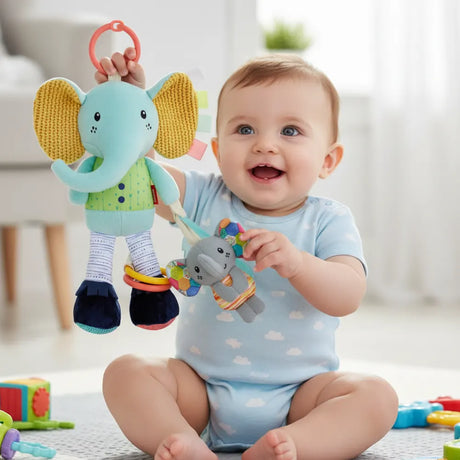 Infantino Jouet Sensoriel et Hochet d’Éveil Eléphant - 0M+