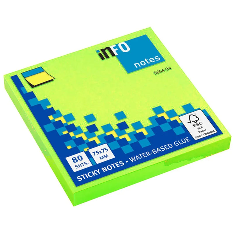 Info Notes Square Sticky Notes 75x75 mm - Green