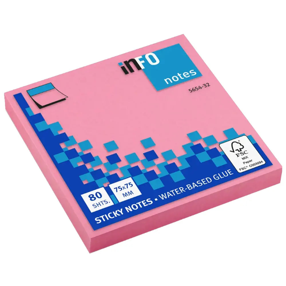 Info Notes Post-it Carrés 75x75 mm - Rose