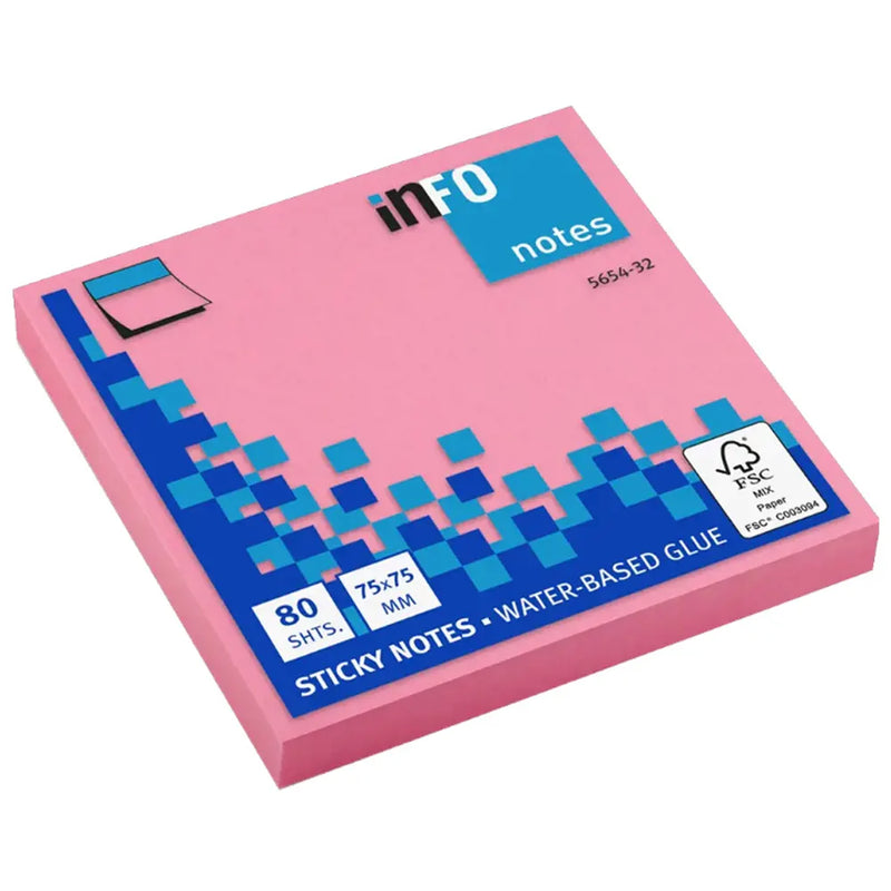 Info Notes Square Sticky Notes 75x75 mm - Pink
