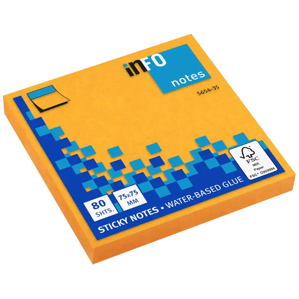 Info Notes Post-it Carrés 75x75 mm - Orange