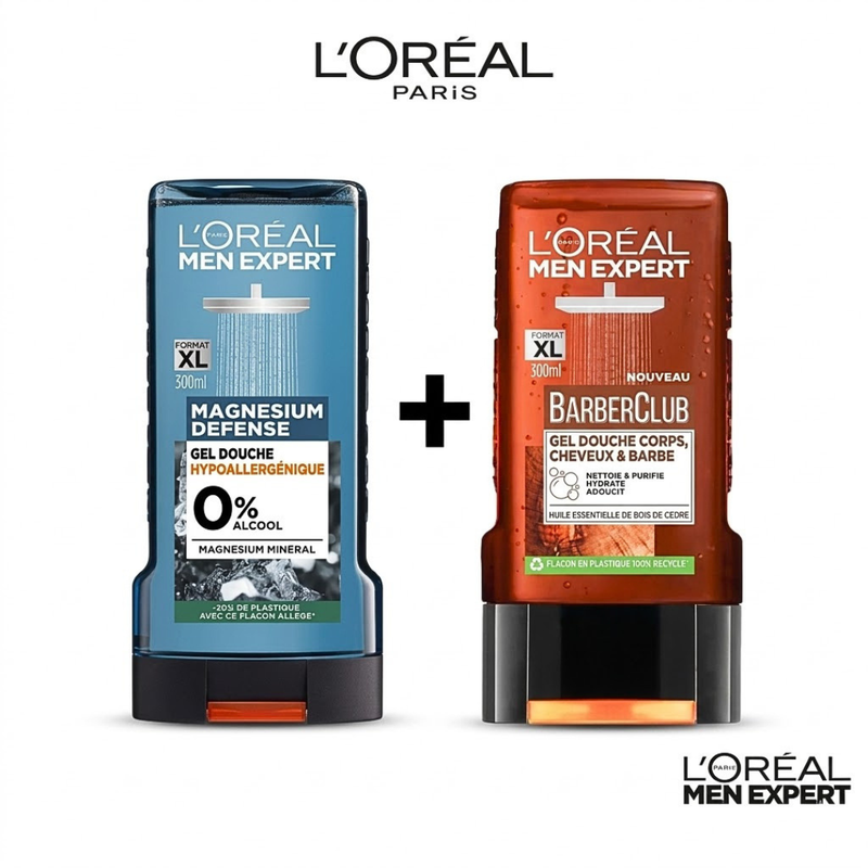 L'Oréal Paris Pack Gel de Ducha Men Expert Magnesium + Gel de Ducha Barber Club