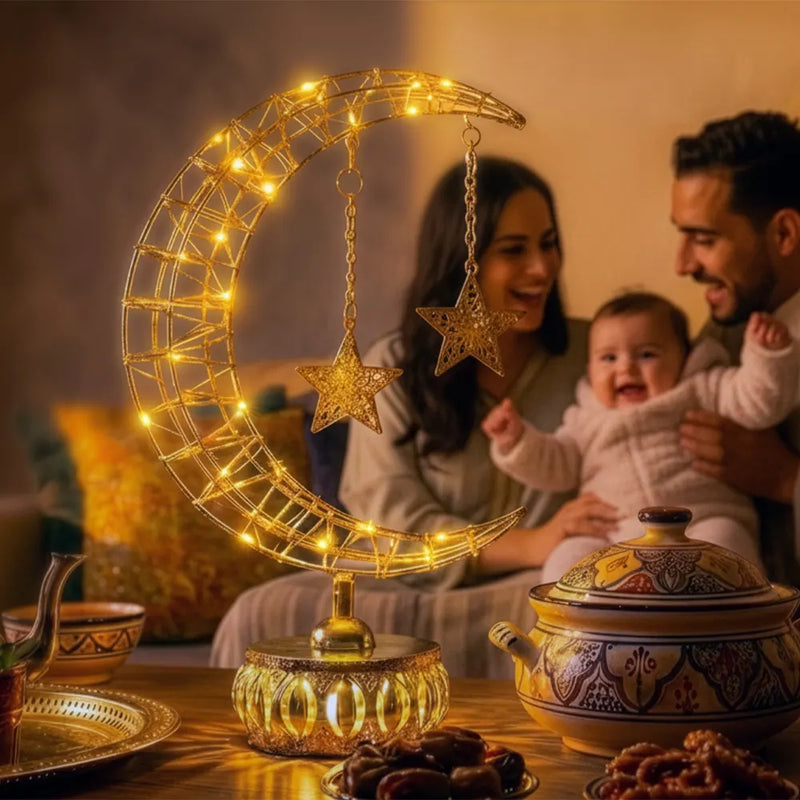 مصباح طاولة إل إي دي معدني 31×9 سم - هلال ونجمة