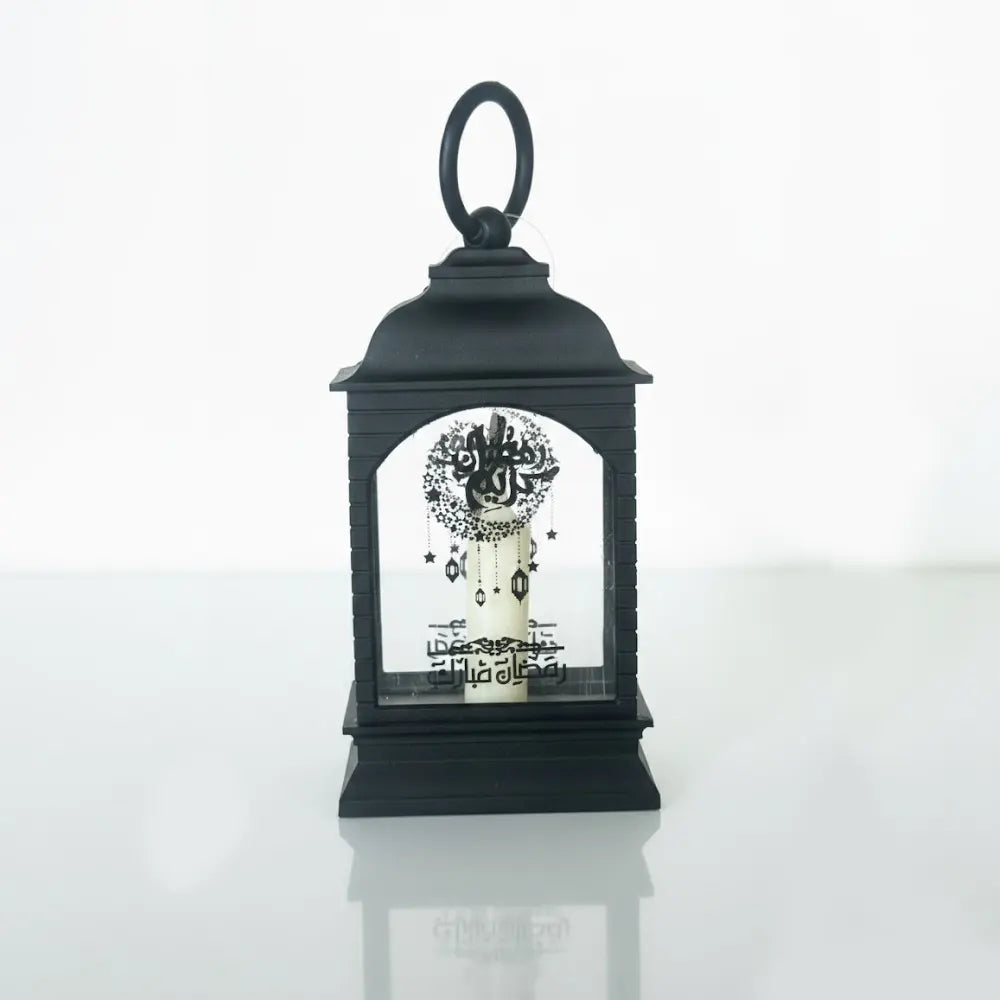 Lantern with Artificial Ramadan Candle - Black