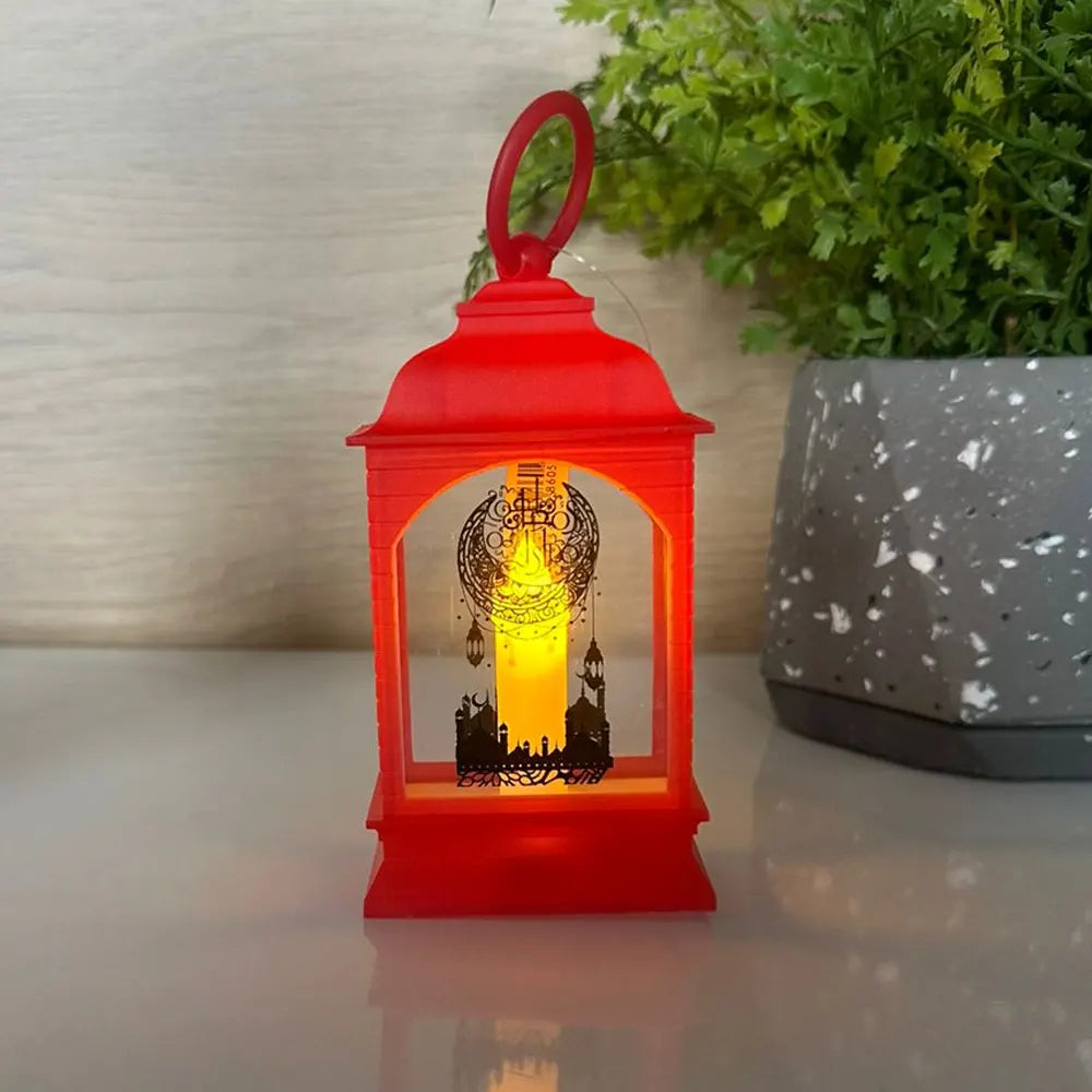 Lantern with Artificial Ramadan Candle - Red