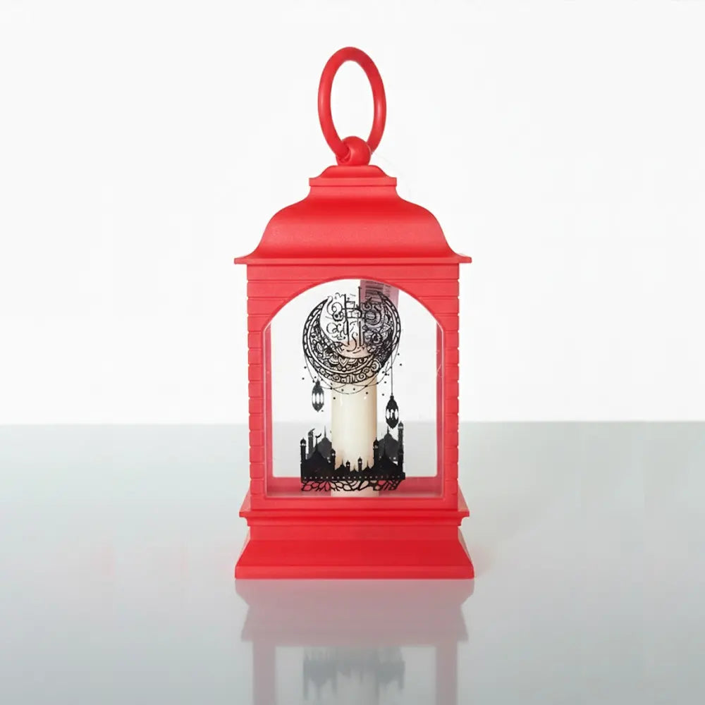 Lantern with Artificial Ramadan Candle - Red