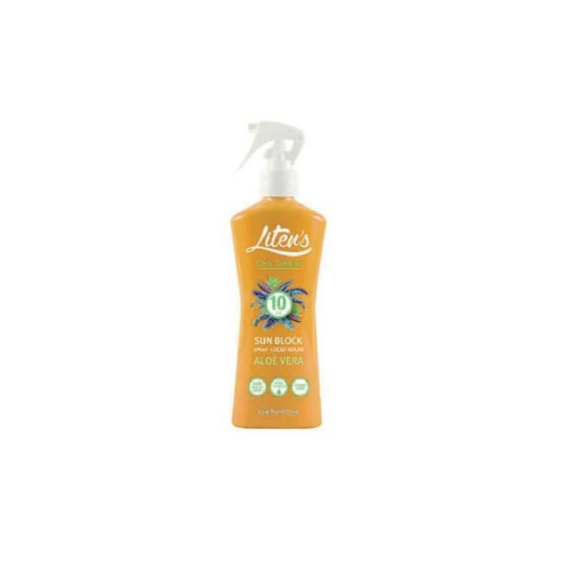 Protector solar en spray con aloe vera FPS 10 de Liten, 250 ml