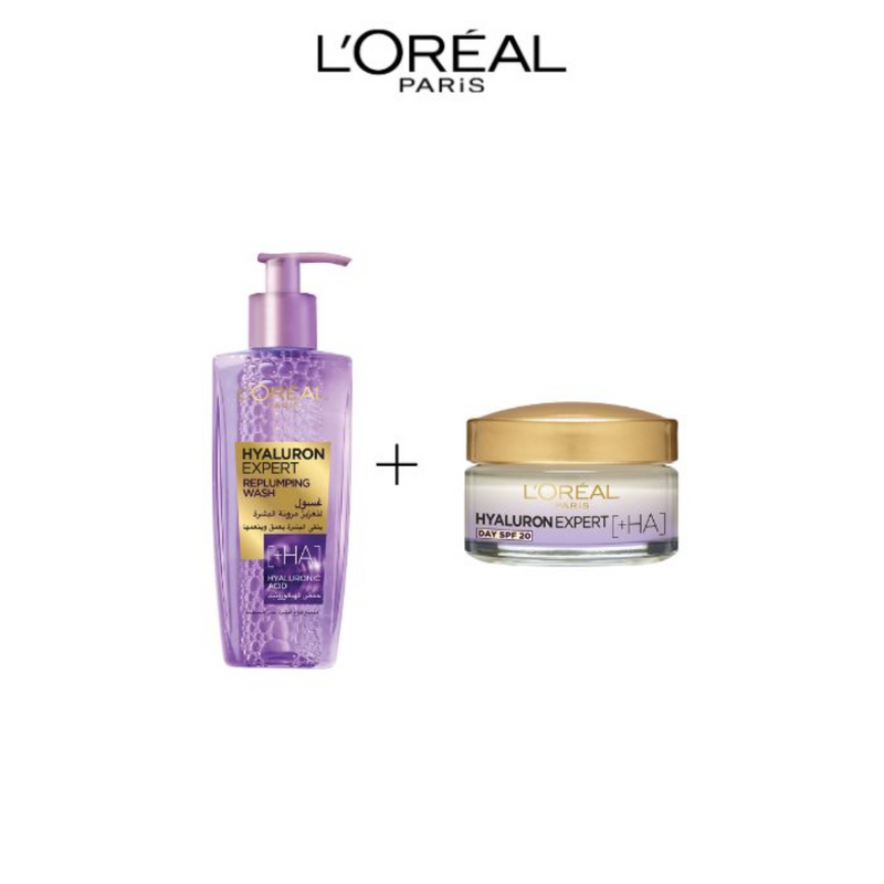 L'Oreal Pack Gel Limpiador Hyaluron 200ml + Crema de Día 50ml