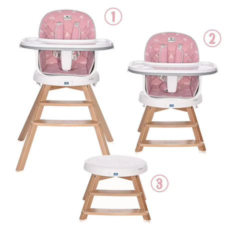 Lorelli Napoli 3-in-1 High Chair with Rotation - Pink